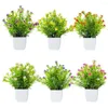 Decorative Flowers Durable Artificial Bonsai Simulated Plant Flower Garden Home In Pot Indoor Outdoor Office Patio Plastic Potted