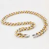 Catene 7 "-40" Scegli Oro Lucido/Argento Colore Acciaio Inossidabile 15MM Catena a maglia Curb Cubano Collana da Uomo o Bracciale Gioielli