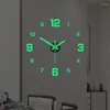 Wanduhren Leuchtende Uhr Rahmenlose Acryl DIY Digitale Aufkleber Stille Für Wohnzimmer Schlafzimmer Büro Dekor