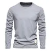 T-shirts pour hommes Printemps Hommes Chemise Mode O-cou À Manches Longues En Coton Hommes T-shirts De Haute Qualité Mâle Hauts Classique Homme T-shirt Vêtements