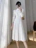 Casual Dresses Autumn Winter Knitting Sweater For Women 2023 Elegant Black White Vestidos De Mujer Long Sleeve Solid Party Robe