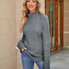 Women's Sweaters Thick Warm Women Stand Collar Full Sleeve Pullover Slim Knitting Tops Autumn Winter Twists Pattern Soft Bottom Shirt