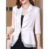 Giacche da donna Abito da donna Blazer Basic in cotone e lino Giacca a tre quarti con bottone singolo Moda femminile Cappotto corto casual Capispalla G373