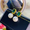 Boucles d'oreilles créoles en argent Sterling S925, perle galvanoplastie, or Noble émeraude pour femmes, vente en gros