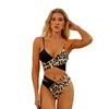 Damenbadebekleidung Frauen 2023 Sommer Hübscher Bikini Sexy Leopard gesammelt Split Print Badeanzug Zweifarbige Kreuz Strandmode 7 Farben