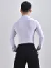 Scene Wear Men Boys White Long Sleeve Dance Shirt Competition Performance Ballroom Modern Salsa Tango Samba Waltz Top Dancewear