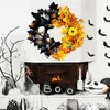 Andere evenementen Feestartikelen Halloween Krans Decoratie voor Voordeur 45CM Gotische Schedel Zonnebloem Gesplitste Garland Oogstfestival Horror Party DIY Decor 230906