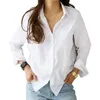 Blusas femininas primavera cor sólida fundo de manga comprida camisa ol profissional magro lapela mulheres