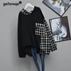 Women's Hoodies Women Plaid Patchwork Fashion Oversized Streetwear Cotton Autumn Casual Long Sleeve Pullovers Female Hooded Sweatshirt