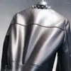 Manteau en cuir pour femmes, veste courte à col rond, véritable veste robuste avec rivets décoratifs, mode printemps et automne 2023