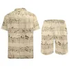 Survêtements pour hommes Musique Hommes Ensembles Note Chanson Casual Shorts Vacances Chemise Ensemble Été Vintage Costume Personnalisé Manches Courtes Vêtements Oversize