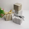 Envoltório de presente ouro prata estilo listrado caixa de doces caixas de embalagem de papel favor de casamento e aniversário