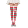 Women Socks Striped Pattern For Christmas Thigh High Long Stockings Warm Winter Over Knee Xmas Navidad Ladies