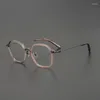 サングラスは日本のレトロクラスポリゴンパーソナライズされたカスタムメン眼鏡デザイナーアセテート近視黒視
