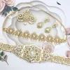 Bijoux de mariage Ensembles Sunspicems Chic Algeria Bride Bijoux Bijoux 18K Couleur d'or Caftan Broche Broche d'oreille Hairchain Femme Maroc Mariage Bijoux Gift 230906