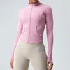 LL Yoga-Outfits für Damen, Workout, Sportmantel, Tauchen, Fitnessjacke, High Street Sports, schnelltrocknend, Activewear-Oberteil, solide Oberteile mit Reißverschluss