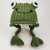 Beanie/Skull Caps Parent-child Cute Frog Hat Autumn and Winter Warm Knitted Wool Hat Bonnets for Women and Men Cartoon Fisherman Caps x0907