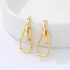 Hoop Earrings VIANRLA 925 Sterling Silver Simple Design 18k Gold Plated Irregular Shape Water Drop Double Hoops