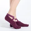 Calcetines de mujer 4 pares de mujeres 5 dedos primavera otoño punta de algodón mujer señoras suela de gel de sílice antideslizante corto