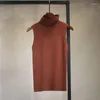 Damenpullover, elegant, Streetwear, Rollkragenpullover, ärmellos, Sommer- und Herbstpullover, schmal, dehnbar, einfarbig, Basic-Pullover, Pullover-Oberteil