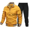 Masculinos Tracksuits Primavera e Outono Moda Nova Jaqueta Masculina Calças Casuais Terno Beisebol Stand Collar Windproof Jack Alta Qualidade Sportswear Terno X0907