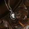 Kolye Kolyeleri Orijinal Renk Titanyum Çelik Oval Vintage Siyah Agate Beimu Güzellik Tahvili Kolye Kazak Zinciri DIY