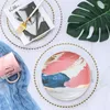 Plates European Glass Pearl Gold Inlay Dishes Steak Plate Salad Wedding Party Event Decoration Tableware Gift