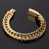 Brazalete de moda pulsera de cadena cubana para hombres HipHop pulseras de metal hebilla cadenas pulsera regalos accesorios joyería joyería 230907