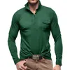 Polos pour hommes Vêtements pour hommes quotidiens Automne Polos à manches longues Bouton de loisirs Collier Slim T-shirt Mode Patch Pocket Design Hommes