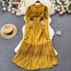 Casual Dresses Elegant Women Dress Summer 2023 Bubble Långärmad Holiday Beach Designer Clothing Chiffon Fashion Maxi