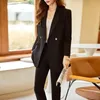 Damen Zweiteilige Hosen Hochwertige Mode Blazer Frauen Hosenanzüge Damen Arbeit Business Hosenanzüge Büro Uniform Style