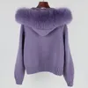 Femmes tricots t-shirts dame tricoté hiver pull mode col de fourrure manteaux à capuche dame doux chaud automne sweat à capuche YW5701 230906