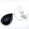 Natural Black Obsidian Pendants Teardrop Black Natural Stone Pendant Necklace Jewelry For Women Men Natural Black Agate Pendant