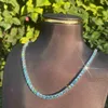 4mm Iced Green Rare Tennis Blue Custom Color 925 Chain Silver Out Sterling Diamond Moissanite Necklace XLCIV