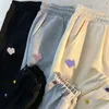 Pantalons enfants filles pantalons décontractés forme de coeur gaufre longue arrivée enfants Sport noir gris abricot printemps vêtements 230906