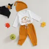 Set di abbigliamento Born Baby Boy Girl Vestiti di Halloween Cutest Pumpkin Manica lunga Pagliaccetto Top Pantaloni Cappello Set 3 pezzi Abiti