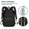 Mochila XQXA Homens 17 polegadas Bolsa para laptop Unissex Viagem Mochila Scholl para adolescentes Carregamento USB Bloqueio anti-roubo Cor preta