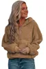 Sweats à capuche pour femmes gris 1/4 Zip à capuche Sherpa sweat avec kangourou femmes décontracté automne hiver à manches longues solide