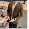 Men's Suits Autumn Single-button Casual Suit Jacket Solid Color Slim-fit Business Office Blazers Velveteen