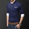 Men's Casual Shirts Lapel Collar Men Shirt Stylish Comfortable Business Slim Fit Solid Color Breathable For Spring Fall Office Wear