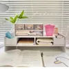 Other Desk Accessories Ins Computer Stand Desktop Monitor Notebook Storage Dormitory Office Double Shelf Wood Plastic Plate Simple Style 230907