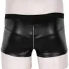 Underpants Sexy Open Crotch Soft Leather Boxer Erotic Below For Sex Mens Bodycon Porn Zipper Crotchless Patent Fetish Pants