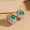 Pierścionki ślubne Zielony kamień szlachetny Pierścień sztuczny diamentowy kwiat cyrkon Out Palce Dekoracja pustej Vintage Bride Prezent biżuterii
