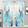 Curtain 2pcs Elegant Peacock Pattern Curtains Polyester Rod Pocket For Living Room Bedroom Kitchen Study Stunning Background Decor