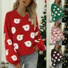 Maglioni da donna Maglione lavorato a maglia natalizio da donna Felpa pullover girocollo con motivo testa di Babbo Natale carina con cappuccio