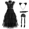 Occasioni speciali Ragazze Black Wednesday Addams Costume Adolescenti Festa di compleanno Cosplay Halloween Merlina Carnevale Bambini Abiti da principessa Abiti 230906