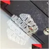 خواتم الزفاف Choucong العلامة التجارية الجديدة الفاخرة 925 Sterling Sier Pave White Sapphire CZ Diamond Bithernity Party Women Wedding Snake Band Ring Dhbt0