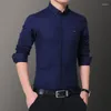 Men's Dress Shirts Antumn Spring Casual Men Blouse Cotton Soft Sim Fit Solid Embroidery Harmont Long Sleeve Blaine Shirt