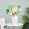Decorative Flowers DIY Green Real Teach Lotus Leaves Pink Fruit & Buds Half-blooming Artificial Living Room Home Vases Decor