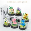 Blocos de flores em vaso blocos de construção modelo rosa crisântemo buquê jardins romântico diy montagem brinquedos meninas presentes r230907